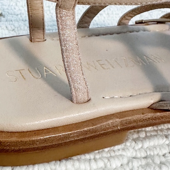 STUART WEITZMAN Kora Women’s 8 Tan Sandals Gladiator Lace Up Shimmer Vacation - Picture 9 of 11
